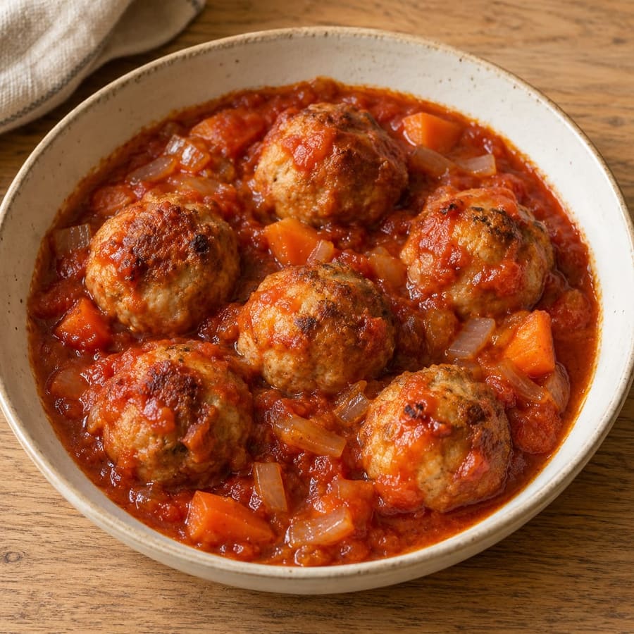 Spanische Hähnchen-Albóndigas in Tomatensauce