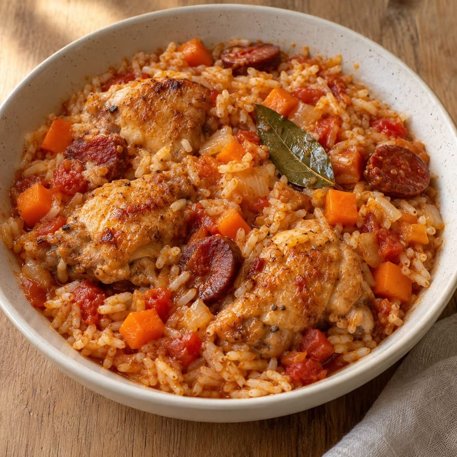 Hähnchenreis nach portugiesischer Art (Arroz de frango)