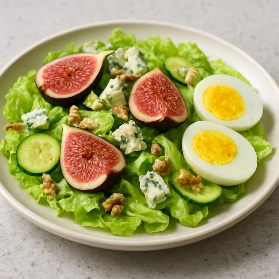 Salat mit Blauschimmelkäse, Feigen und Zucchini
