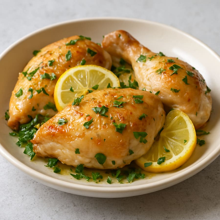 Gebackenes Hähnchen mit Zitrone und Kräutern