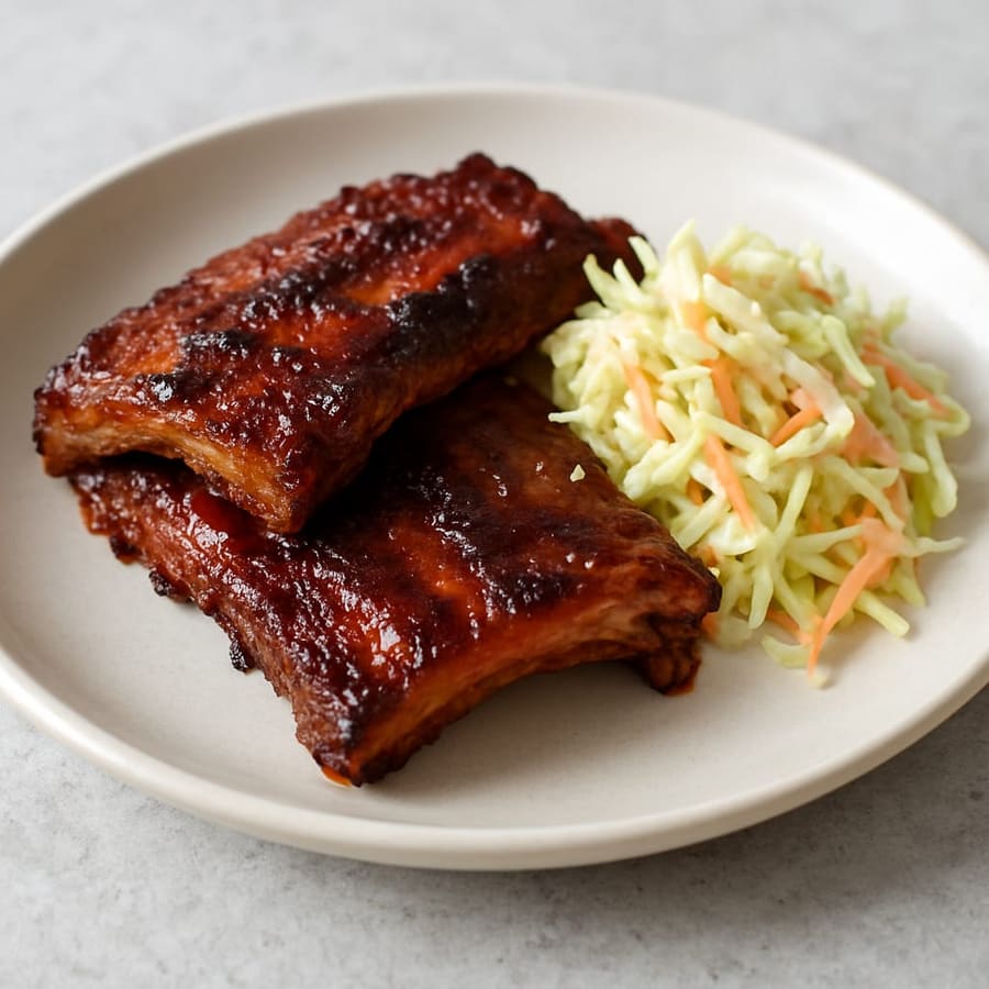 BBQ-Rippchen mit Krautsalat