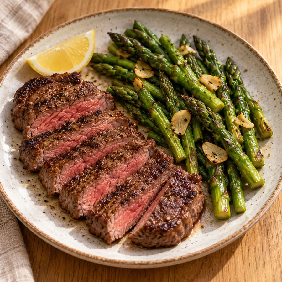 Rindersteak mit Spargel