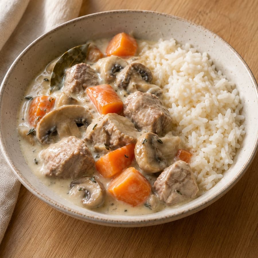 Kalbsragout in weißer Sauce (Blanquette)