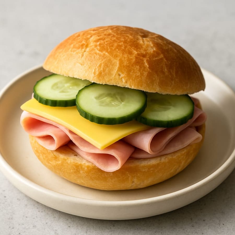 Brötchen mit Käse und Schinken