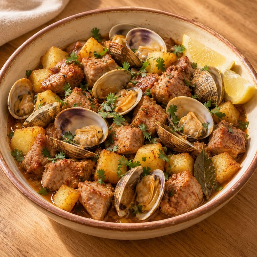 Schweinefleisch mit Venusmuscheln nach Alentejo-Art