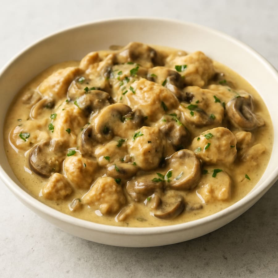 Huhn und Pilz Stroganoff