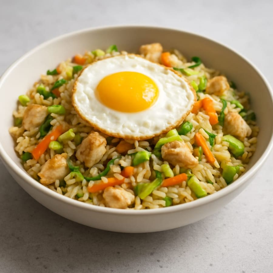 Gebratener Reis mit Hähnchen