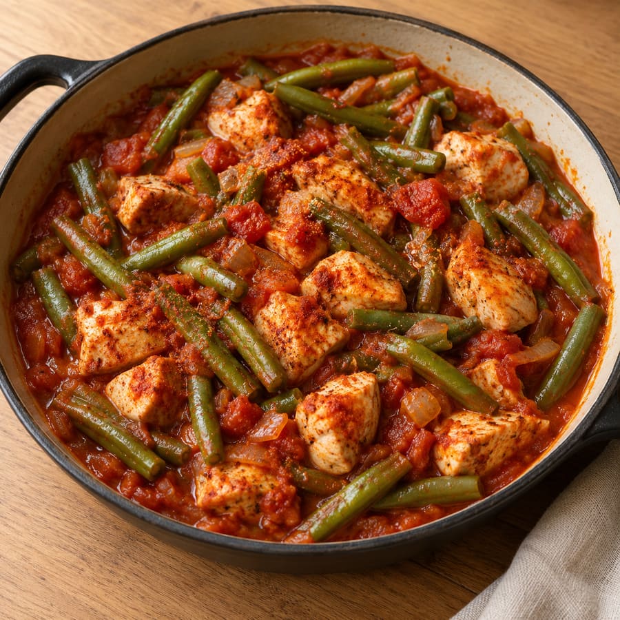 Hähnchen-Bohnen-Eintopf in Tomatensauce