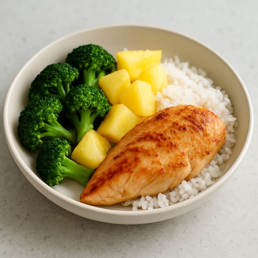 Hähnchen mit Ananas und Brokkoli