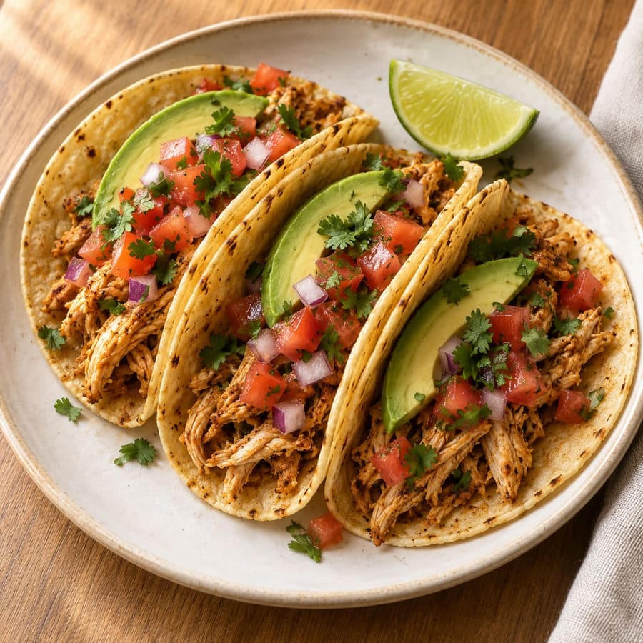 Hähnchen-Tacos mit Avocado und Pico de Gallo