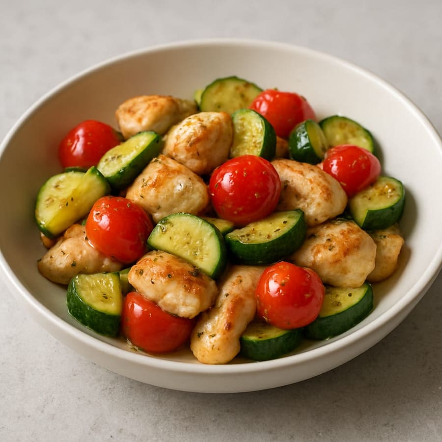 Hähnchen mit Zucchini und Tomaten