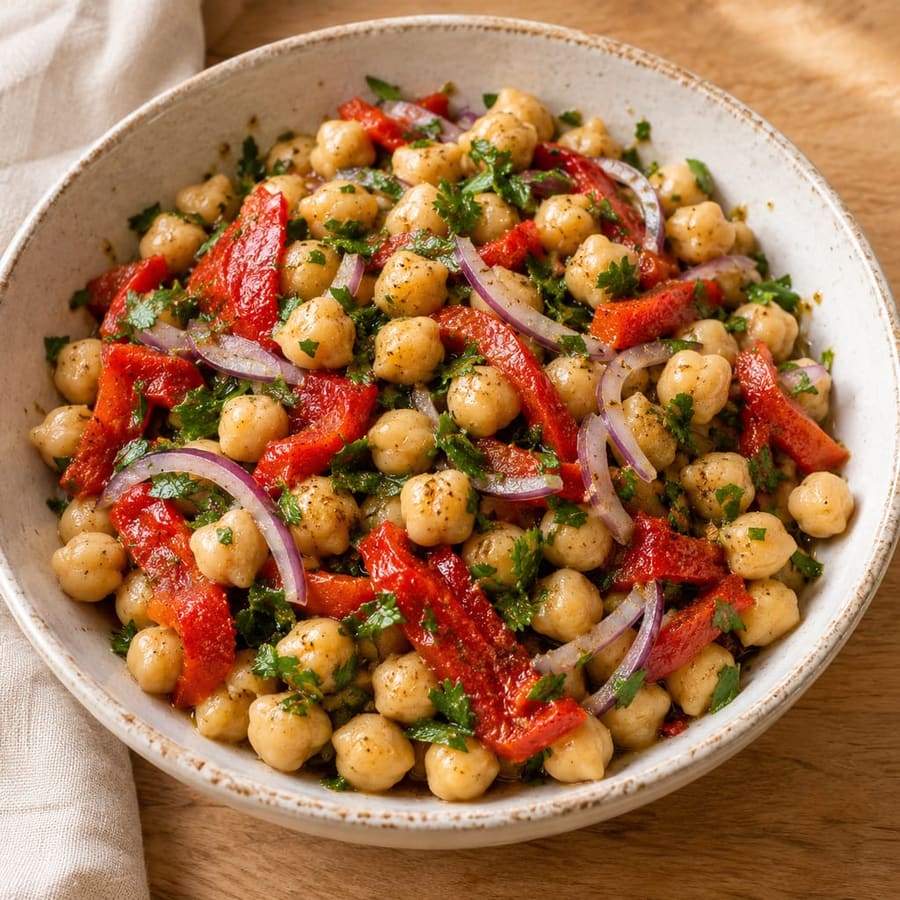 Kichererbsensalat mit gerösteter Paprika