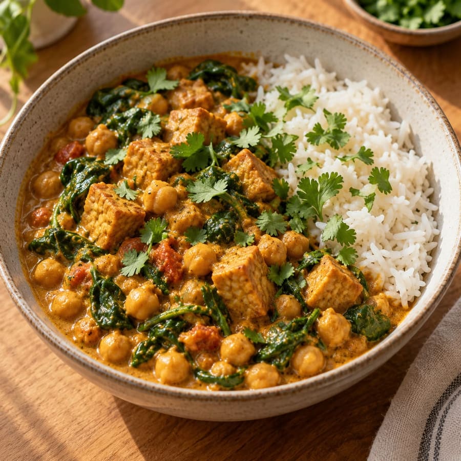 Kichererbsen-Tempeh-Curry