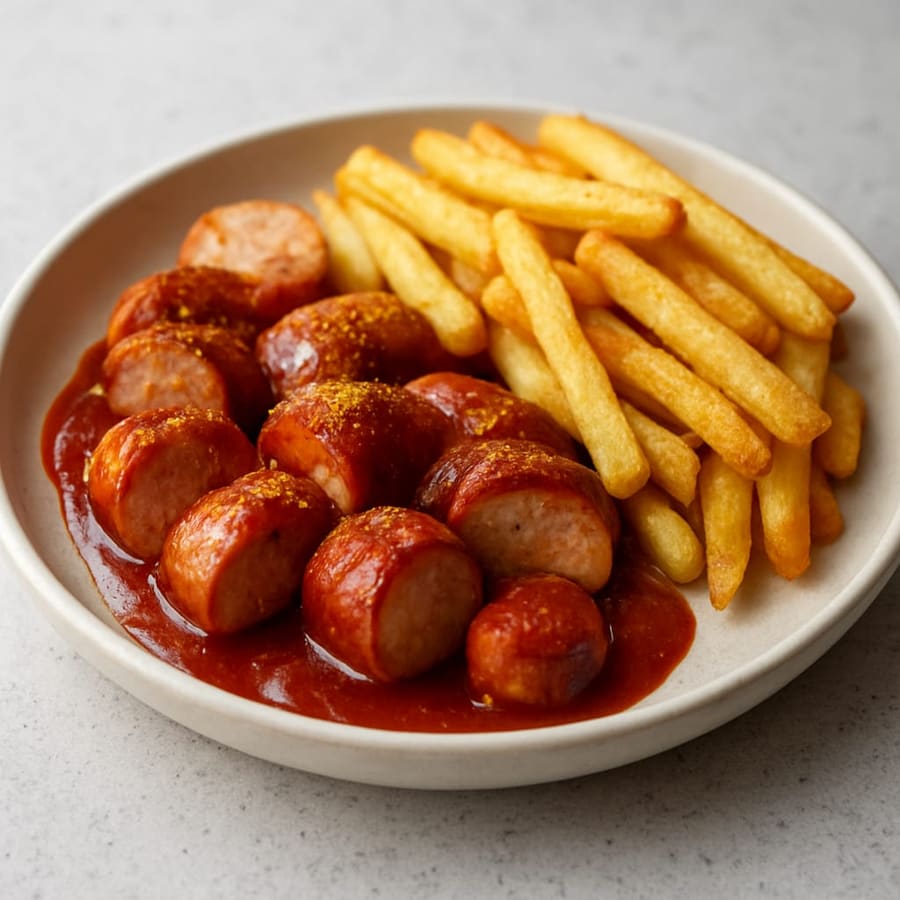 Currywurst mit Pommes