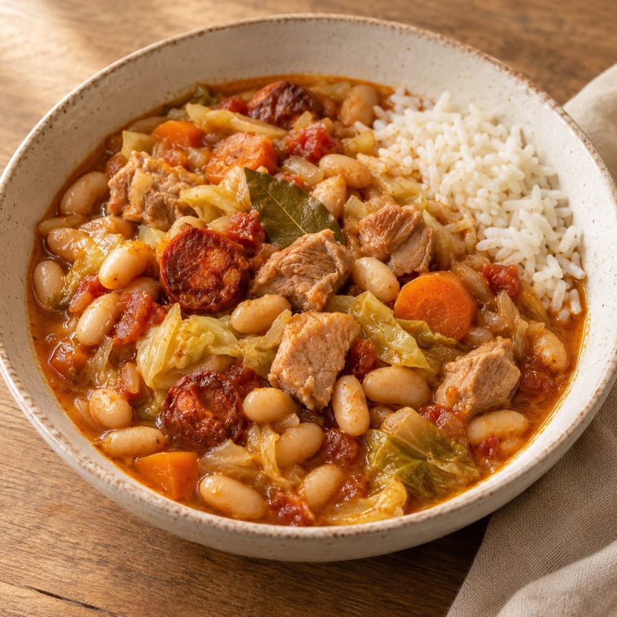 Feijoada transmontana (weißer Bohneneintopf mit Schwein)