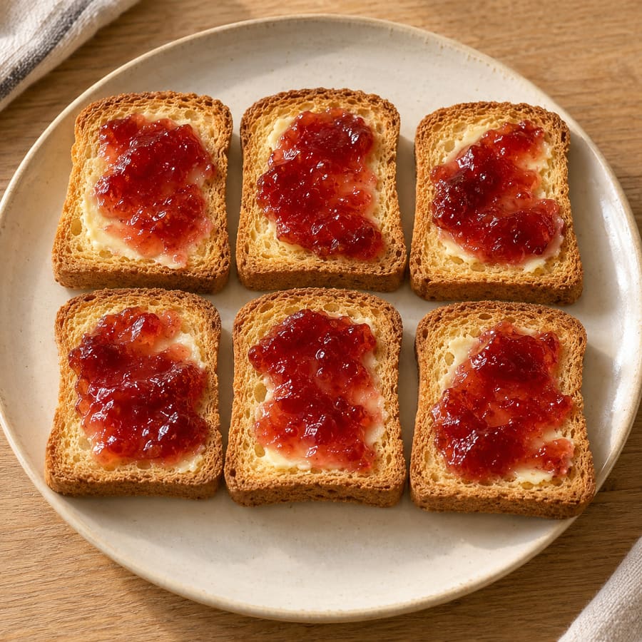 Fette biscottate burro e marmellata