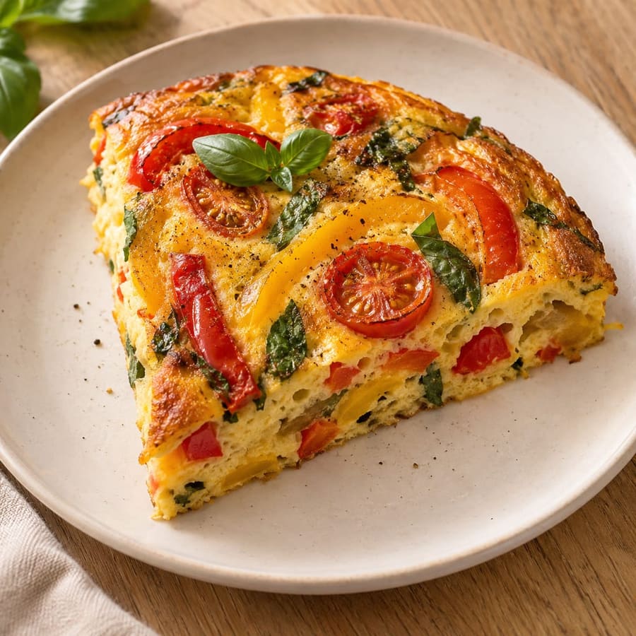 Paprika-Frittata mit Kirschtomaten und Basilikum