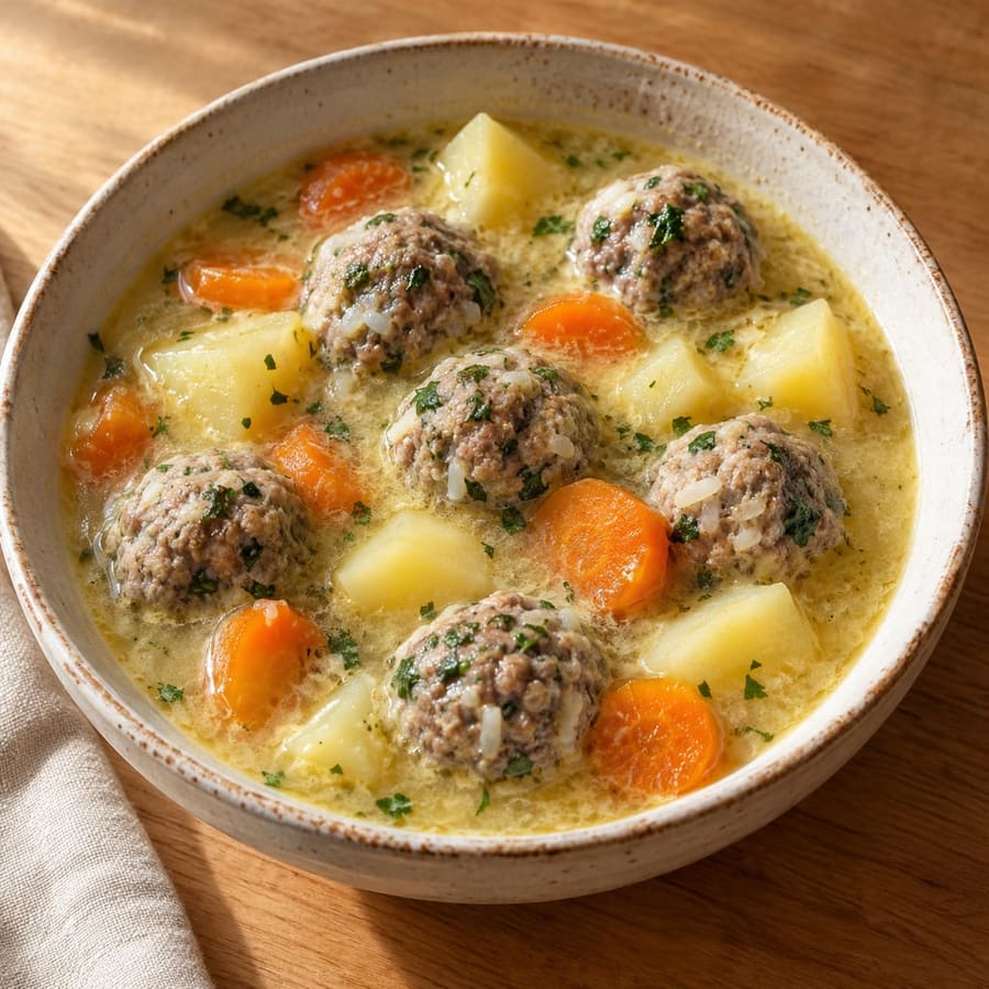 Giouvarlakia (Hackbällchen in Ei-Zitronen-Sauce)