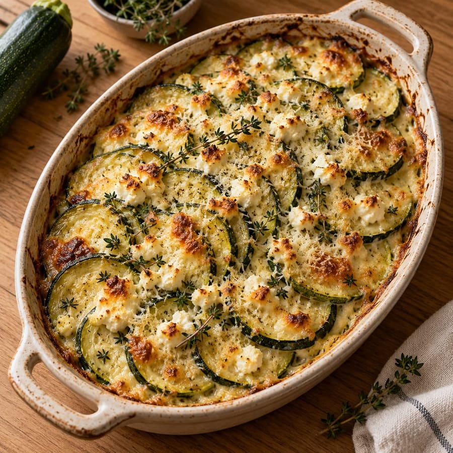 Zucchini-Ziegenkäse-Gratin