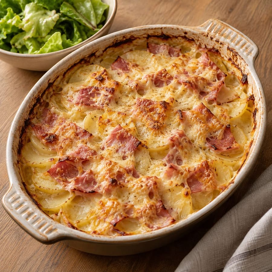 Kartoffelgratin mit Schinken