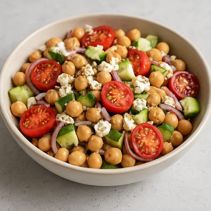 Griechischer Kichererbsensalat mit Feta