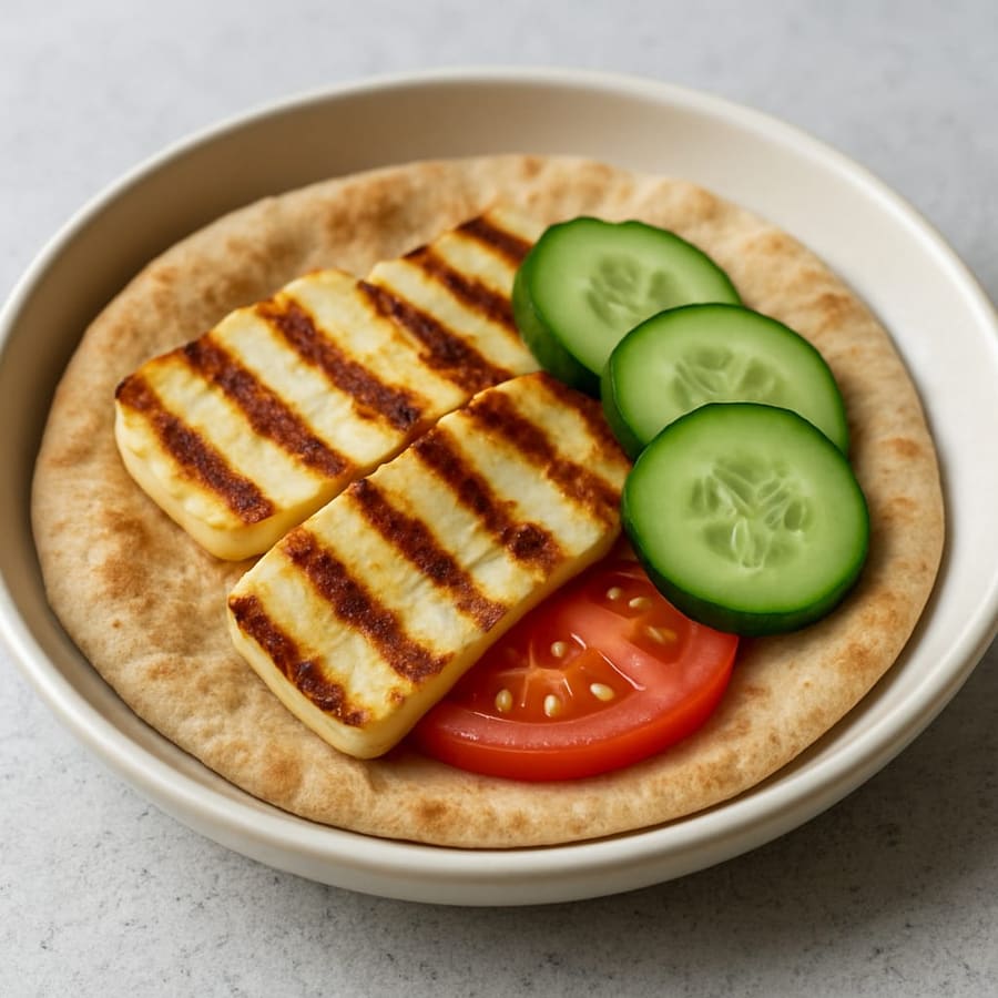 Pita greca con halloumi in padella