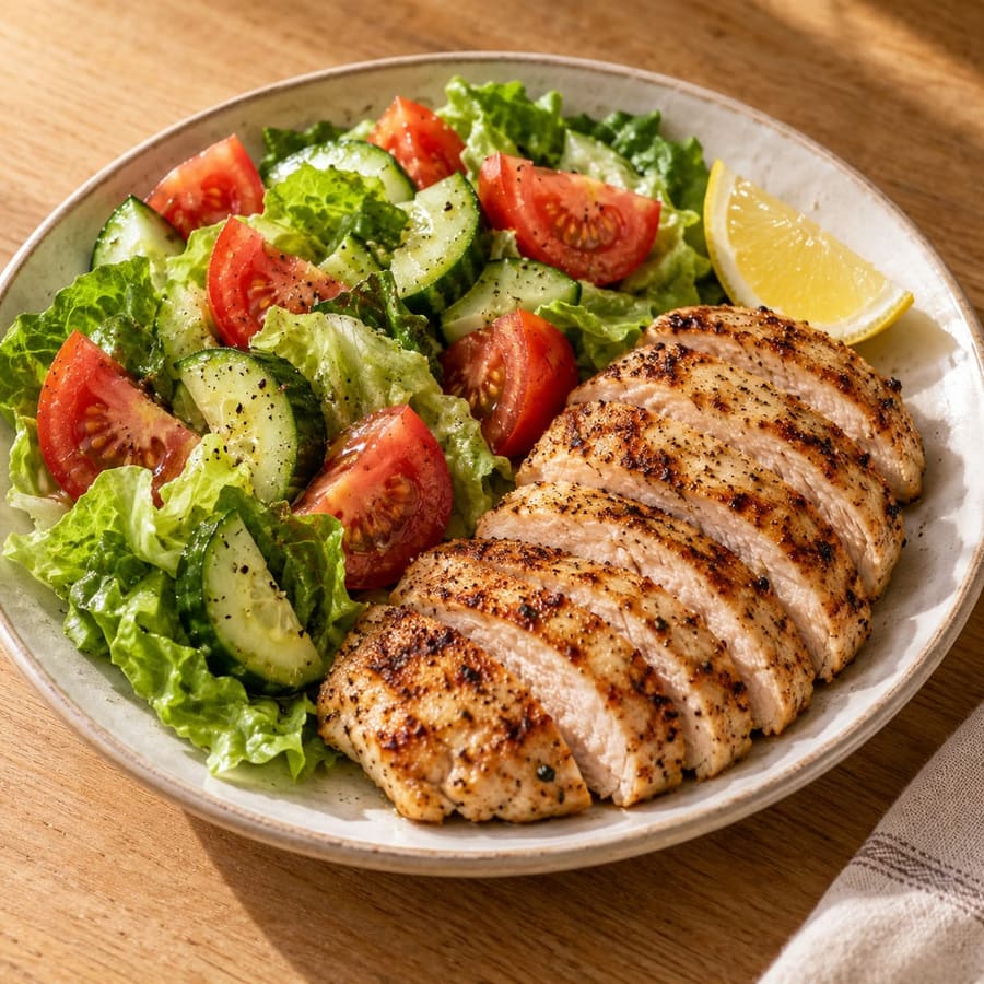 Gegrillte Hähnchenbrust mit Salat