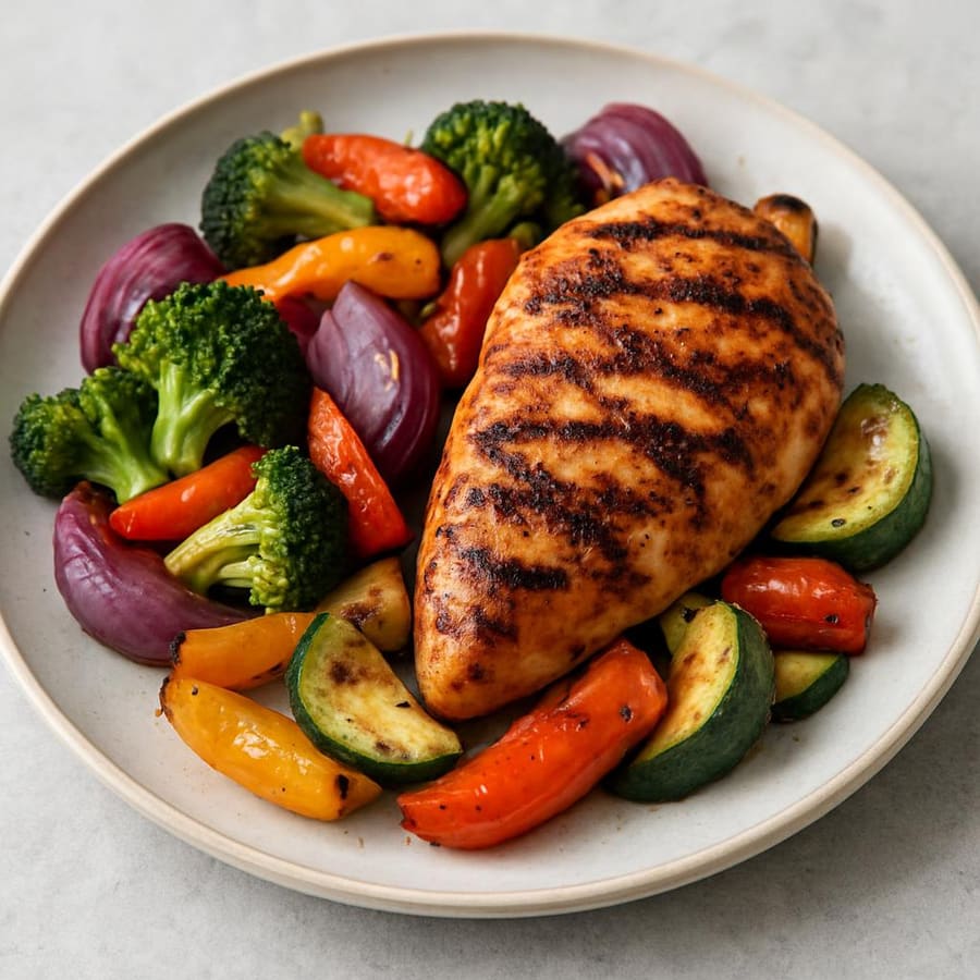 Gegrilltes Hähnchen mit Gemüse