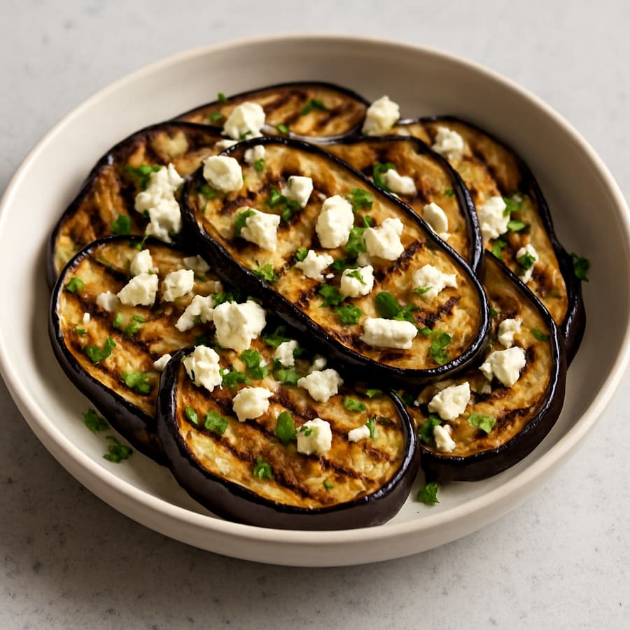 Gegrillte Aubergine mit Feta