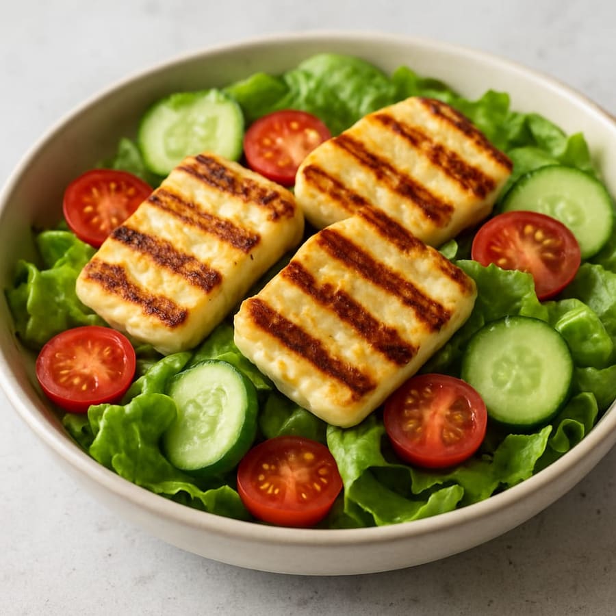 Salat mit gebratenem Halloumi