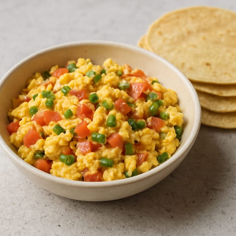 Uova strapazzate alla messicana con tortillas