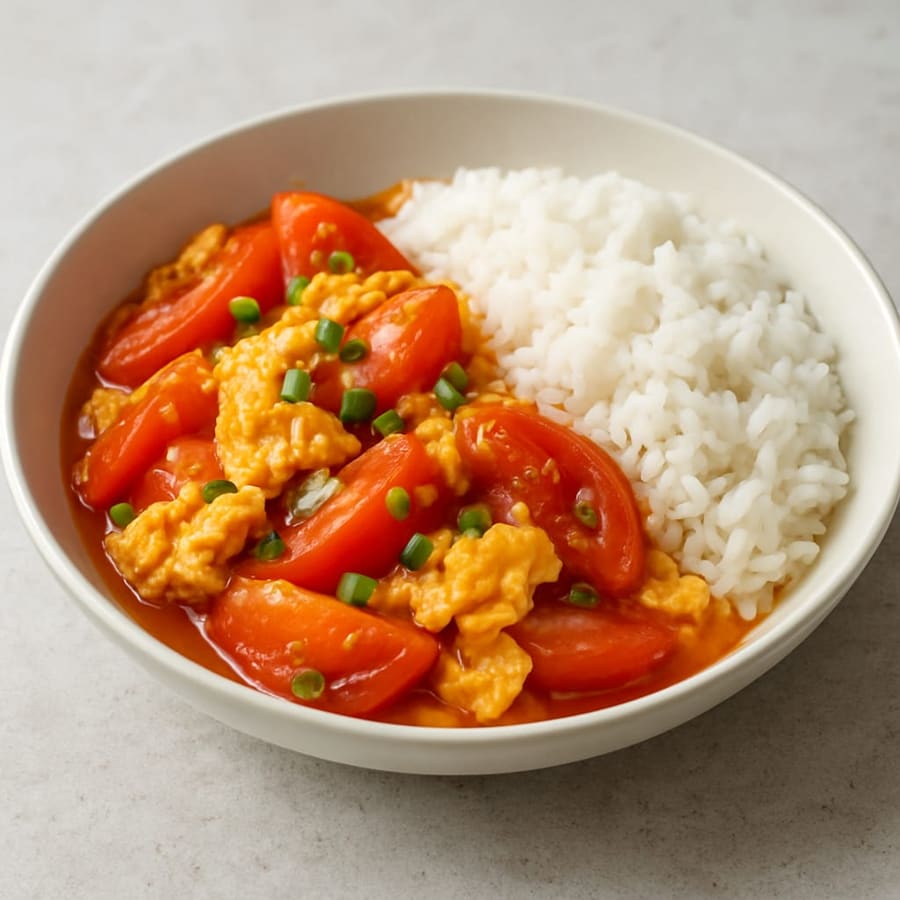 Chinesisches Tomaten-Rührei mit Reis