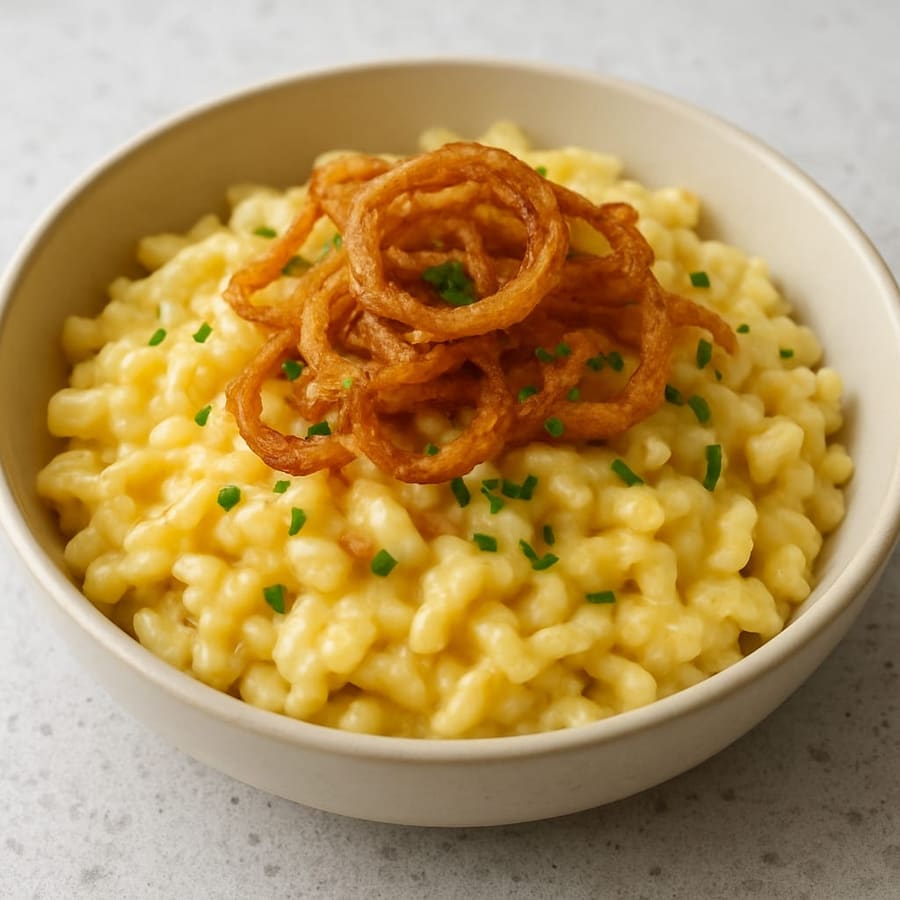 Käsespätzle mit Röstzwiebeln