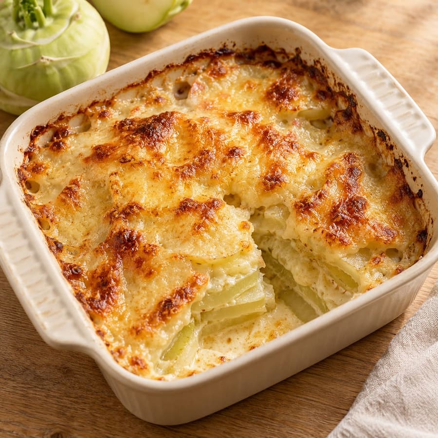 Kohlrabi-Gratin mit Gouda