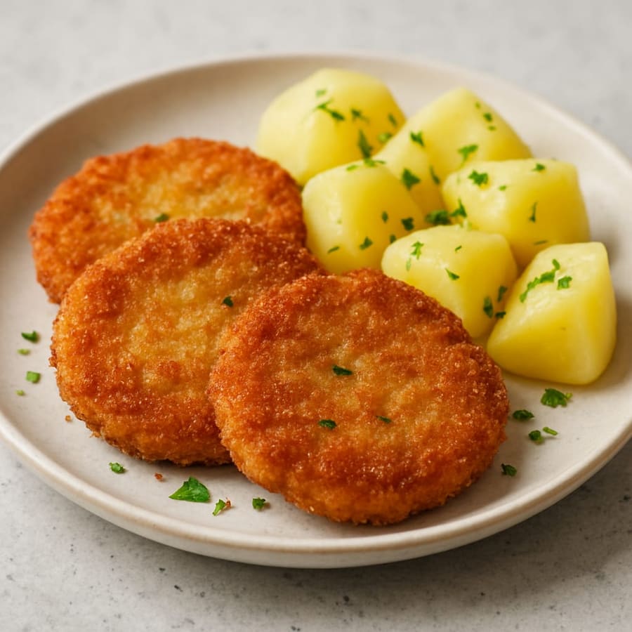 Kohlrabi-Schnitzel mit Kartoffeln