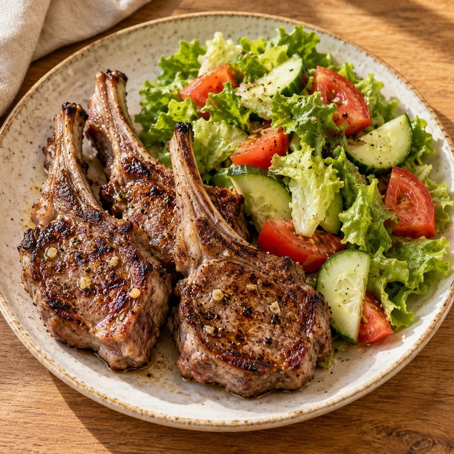Lammkoteletts mit Salat