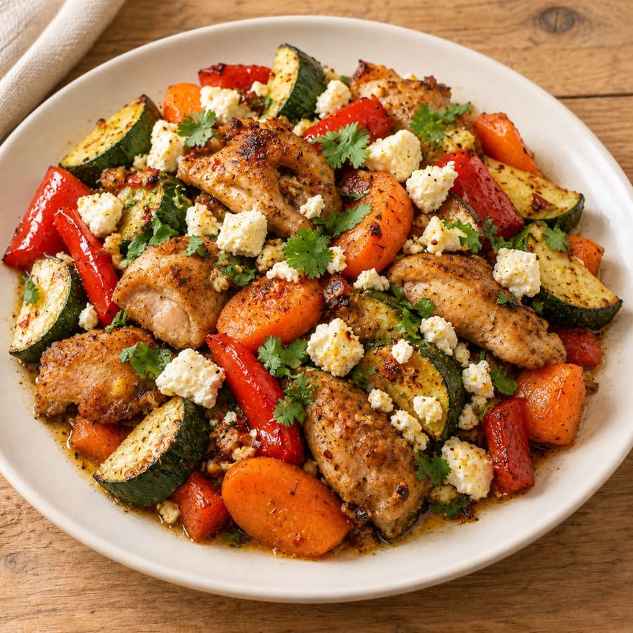 Ofenhähnchen mit Paprika, Zucchini und Karotten