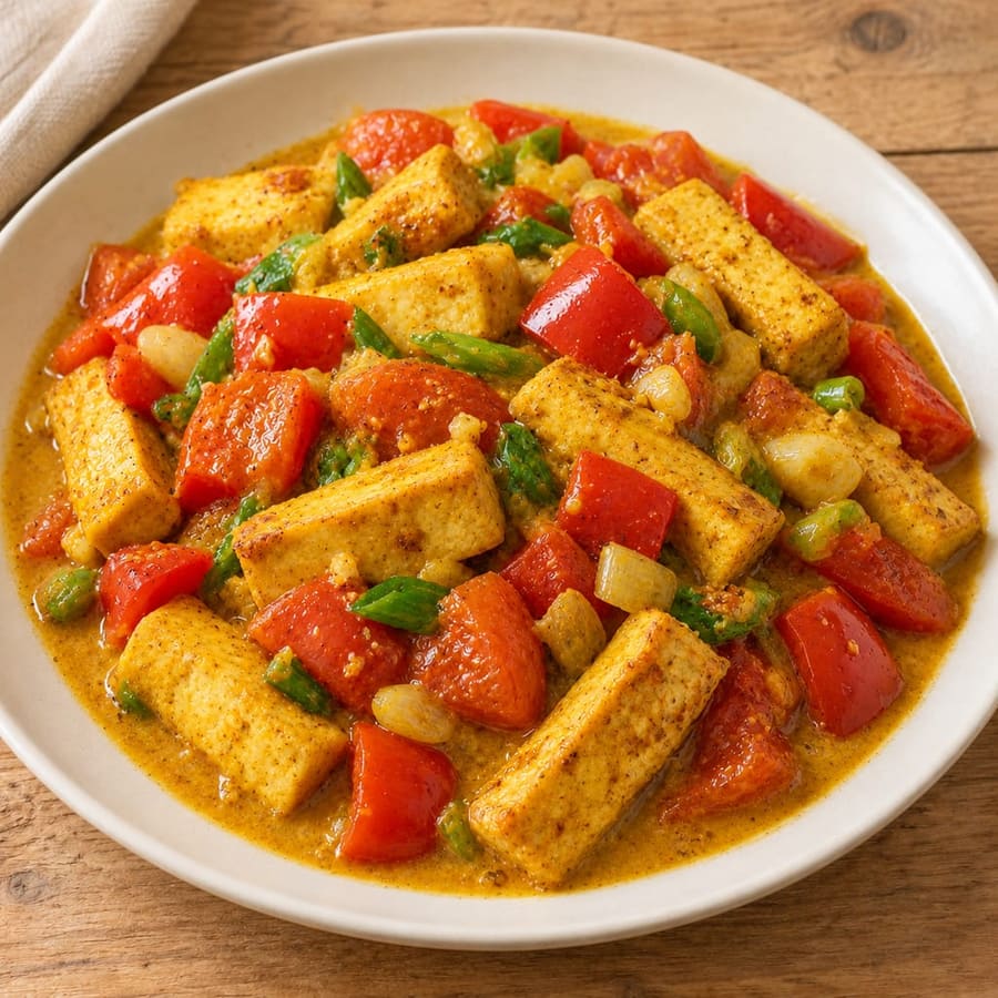 Tofu-Curry mit Paprika und Tomate