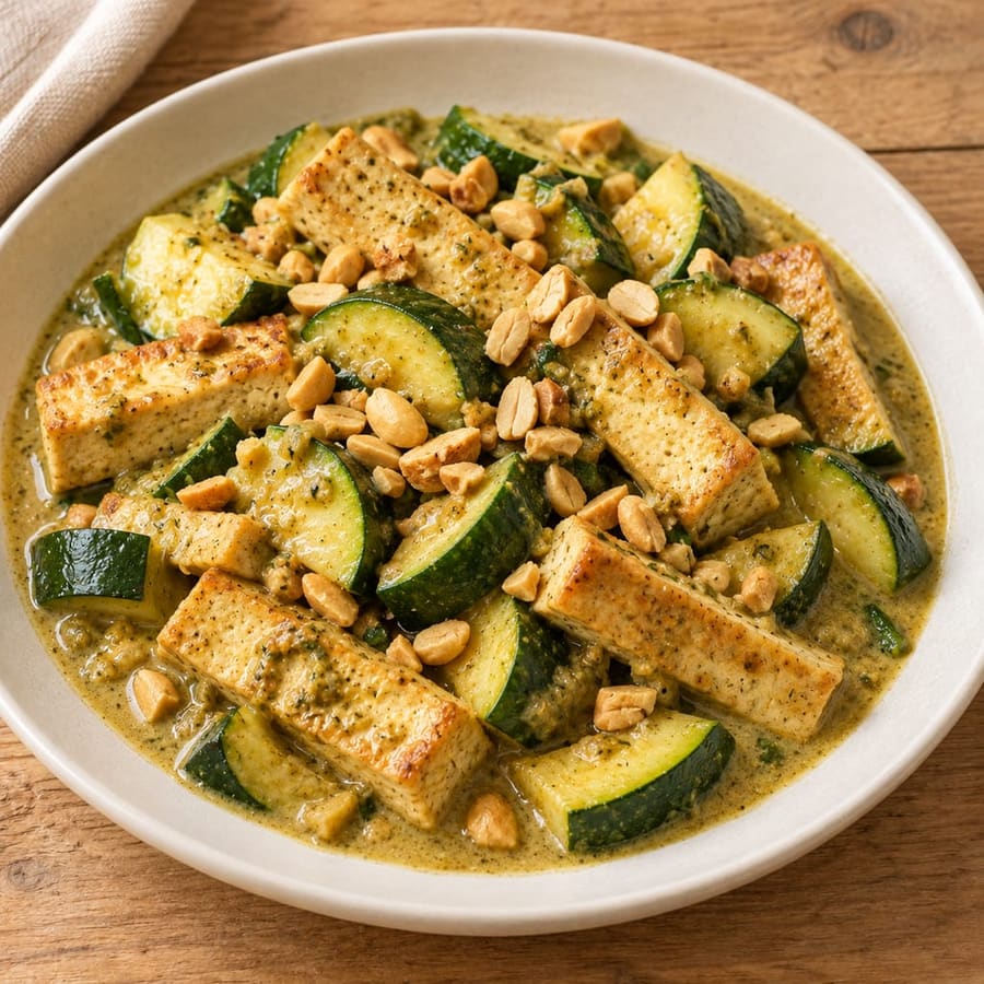 Grünes Curry mit Tofu und Zucchini
