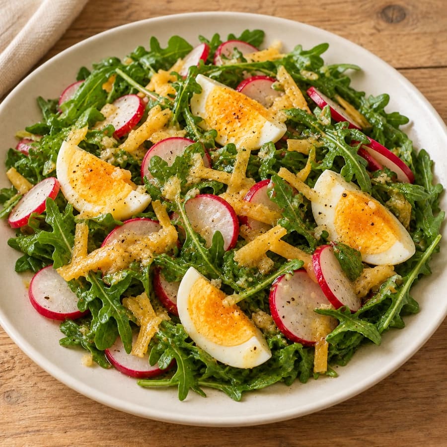 Eiersalat mit Radieschen und Rucola