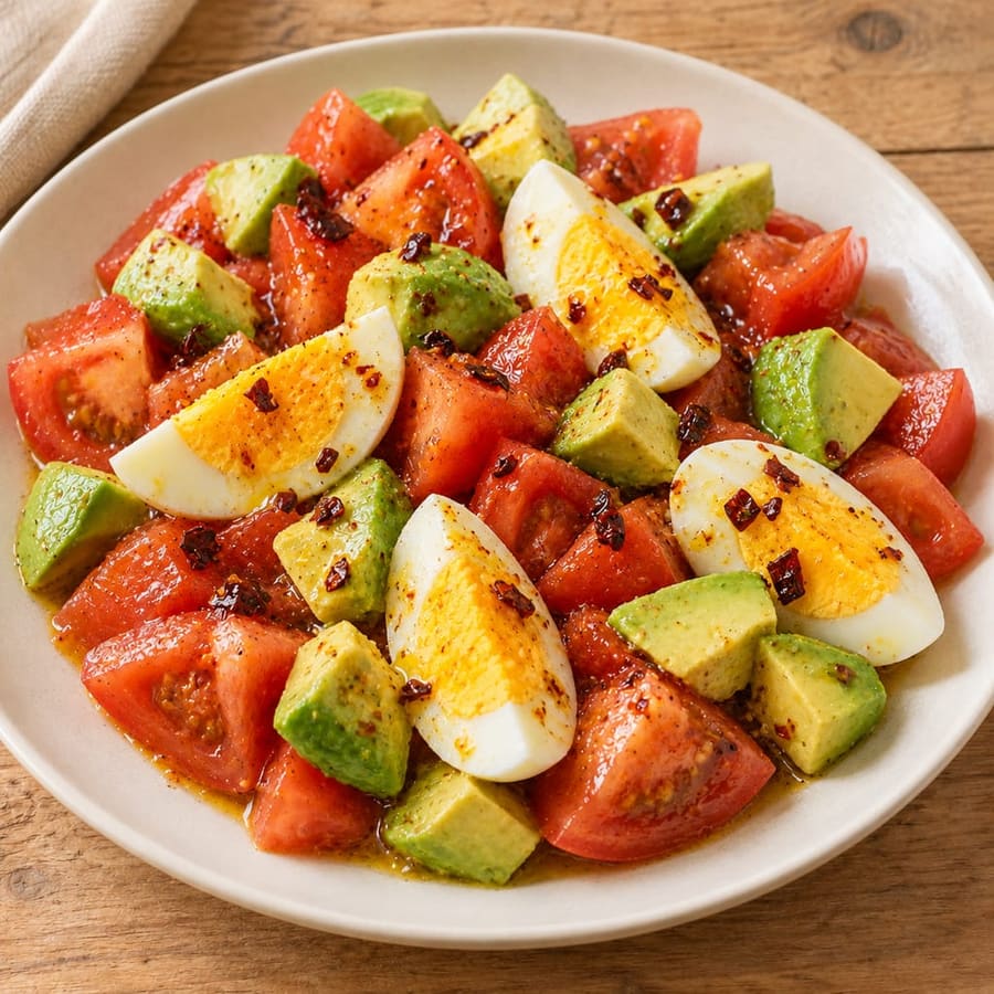 Eiersalat mit Tomate und Avocado
