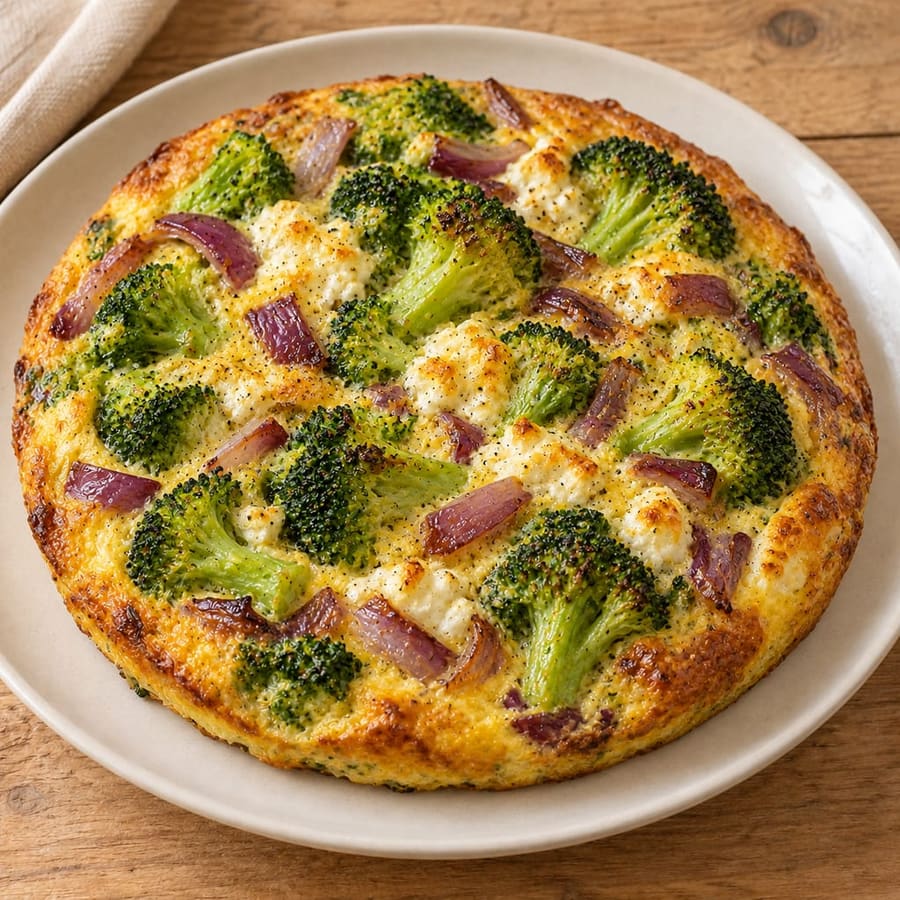 Brokkoli-Frittata mit Hüttenkäse