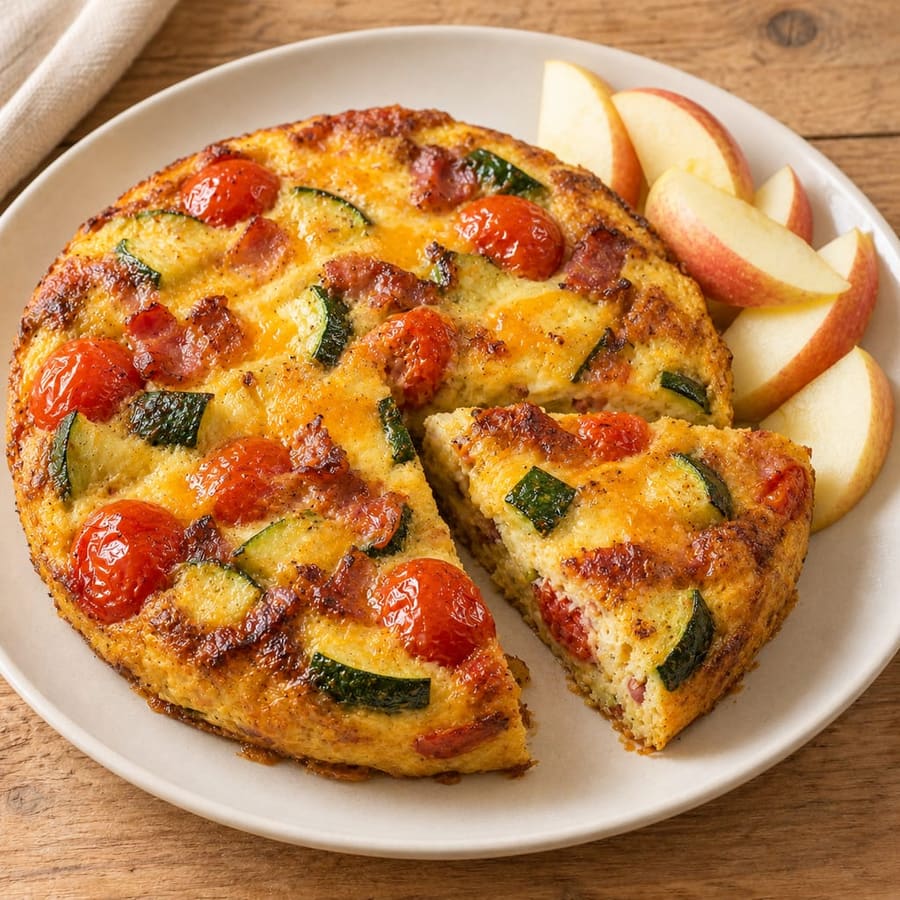 Frittata mit Zucchini, Kirschtomaten und Cheddar