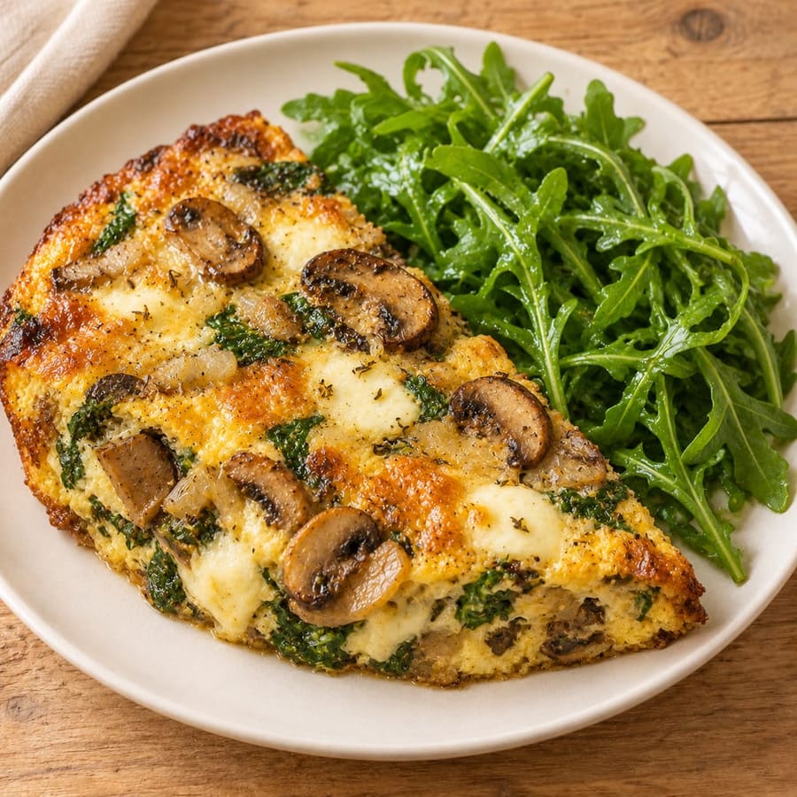 Champignon-Frittata mit Rucola und Mozzarella
