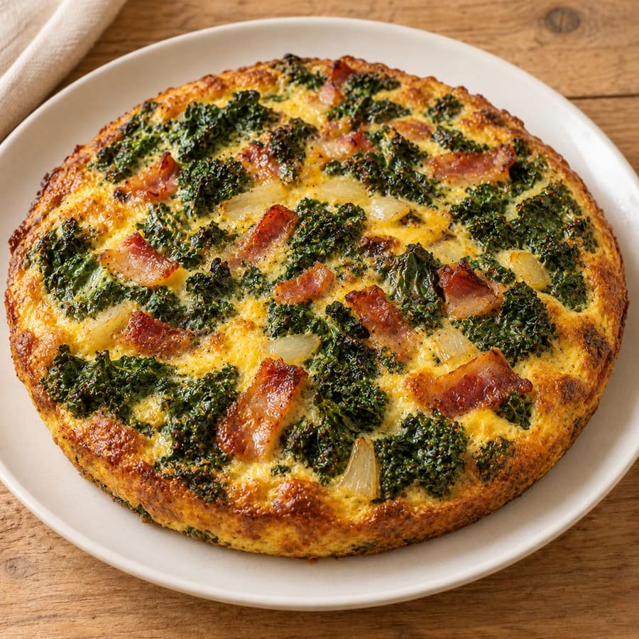 Frittata mit Grünkohl und geräuchertem Speck