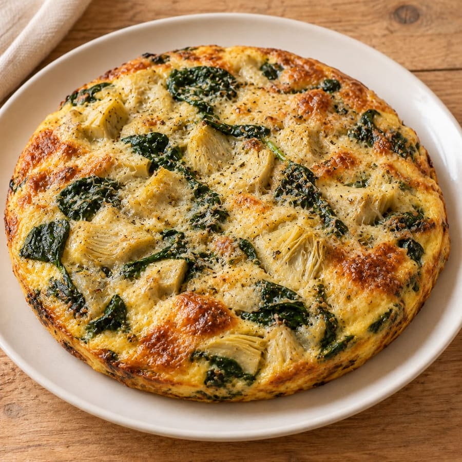 Frittata mit Artischocken, Babyspinat und Parmesan
