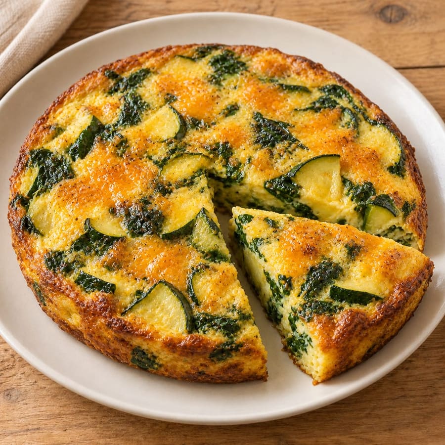 Spinat-Zucchini-Frittata mit Cheddar