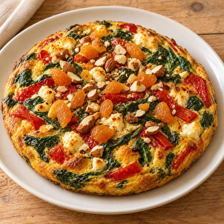 Frittata mit Paprika, Spinat und Feta