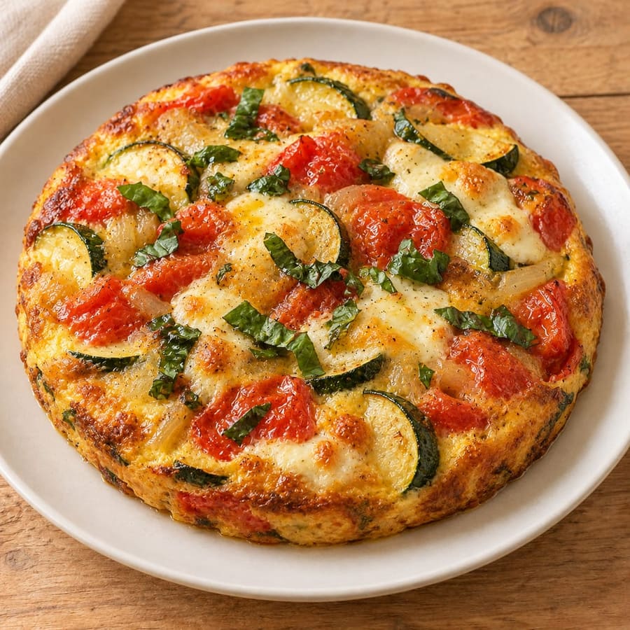 Frittata mit Zucchini, Tomaten und Mozzarella
