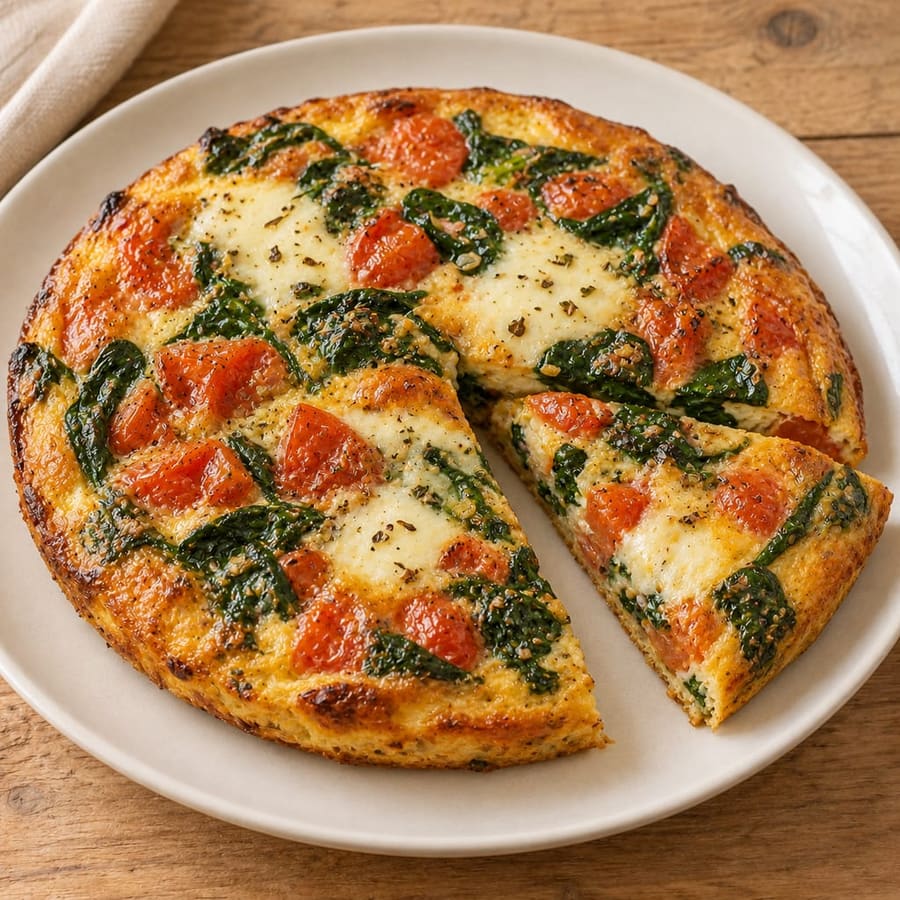 Frittata mit Spinat, Tomate und Mozzarella